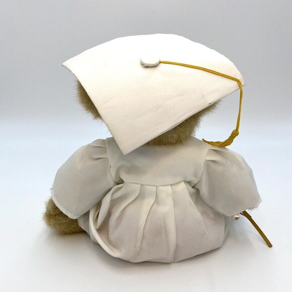 Boyds Bears Ima Scholar Graduation Bear Diploma White Gown Brown Teddy Plush 10" - Picture 6 of 9
